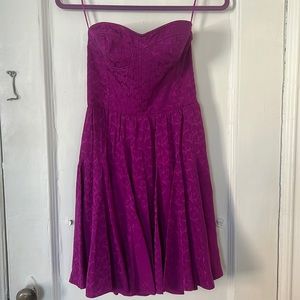 Purple strapless dress